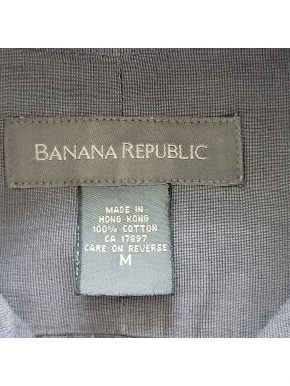 Banana Republic Men's Medium Gray Button Front Dress Shirt Cotton Long Sleeve M
